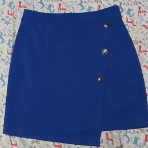 Blue Asymmetrical Mini Skirt